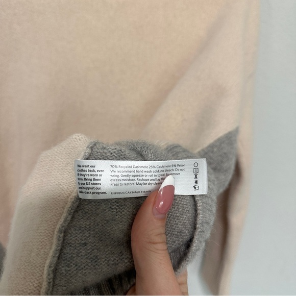 Eileen Fisher Womens Size XXS/XS Soft Peach Grey Lofty Cashmere Hi-Lo Sweater - Picture 6 of 6